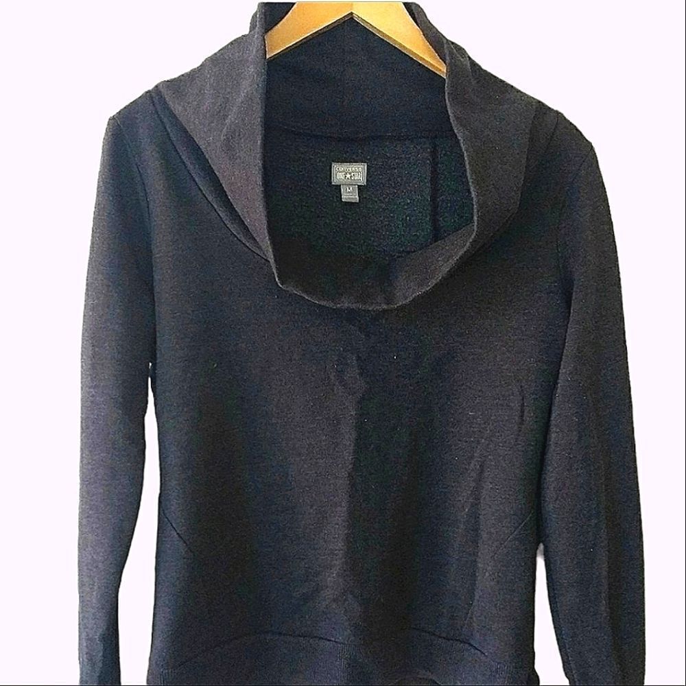 Converse Cowl Neck Grey Crop Top size M - Picture 1 of 4